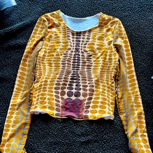 Brown silky long sleeve blouse